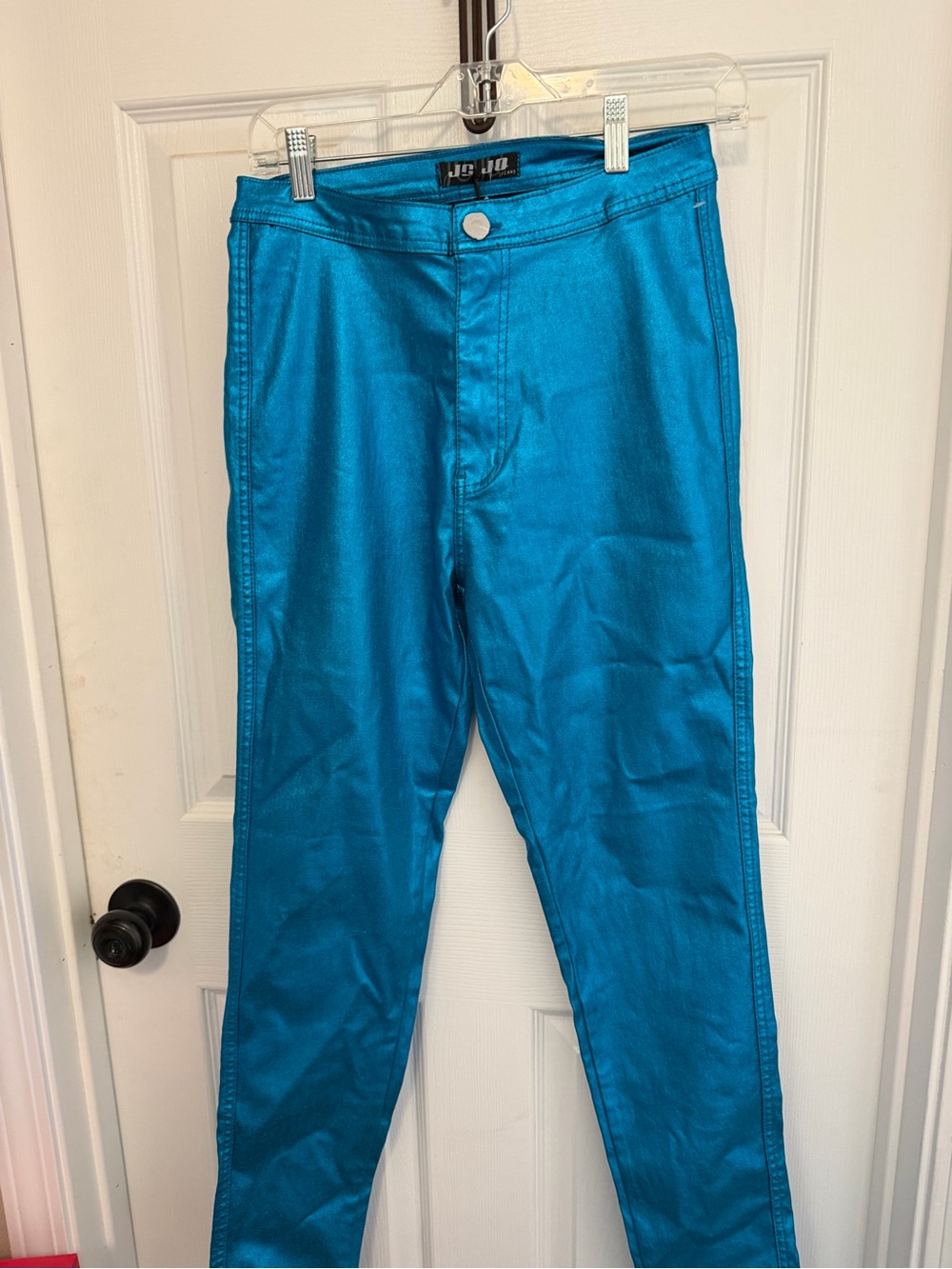 Jou Jou Metallic Teal Slim Chinos